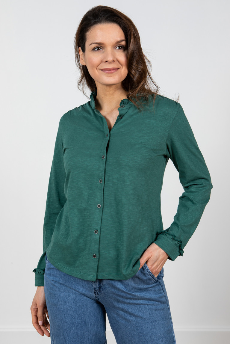 Hailey Frill Shirt Green | Lily and Me Clothing