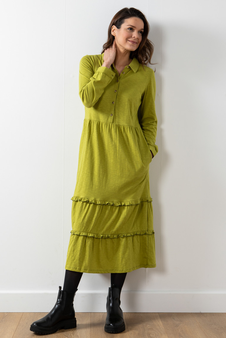 Sophie Shirt Dress Lime | Lily and Me Clothing