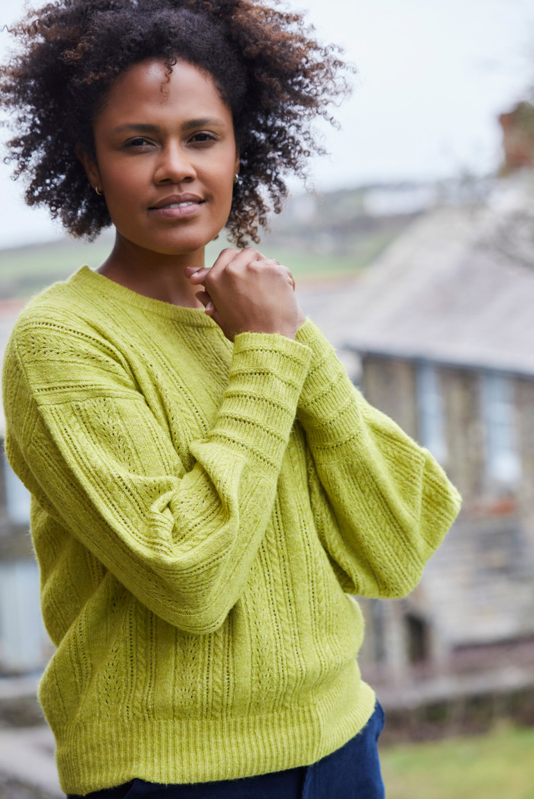 Cornwell Pointelle Jumper Plain | Lime Jumpers | Lily & Me Clothing